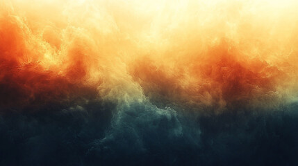 Dramatic cloudscape with fiery orange and dark teal hues.