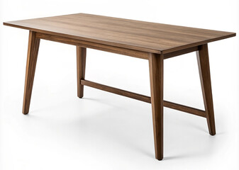 Modern brown wooden table isolated on white background