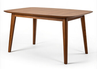 Modern brown wooden table isolated on white background