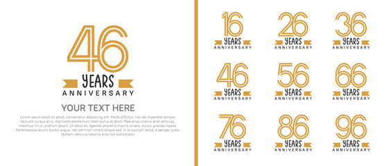 logo anniversary set. brown color with brown ribbon on white background for special event