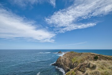 Pyramid Rock and surrounding landscape in Phillip Island, Victoria, Australia