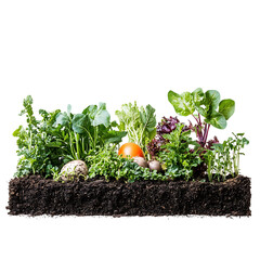 vegetable plot Advertisement isolated on white background full depth of field 