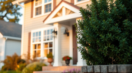 Fototapeta premium Residential House Exterior with Landscaping