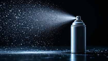 Illustration of a spray can with spray coming out