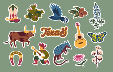 Naklejka premium Texas symbols . Wild west. Vector illustration for stickers, cards, poster