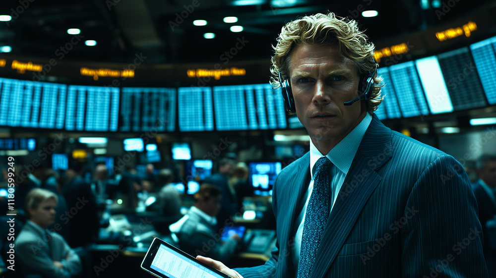 Poster focused trader on the exchange floor