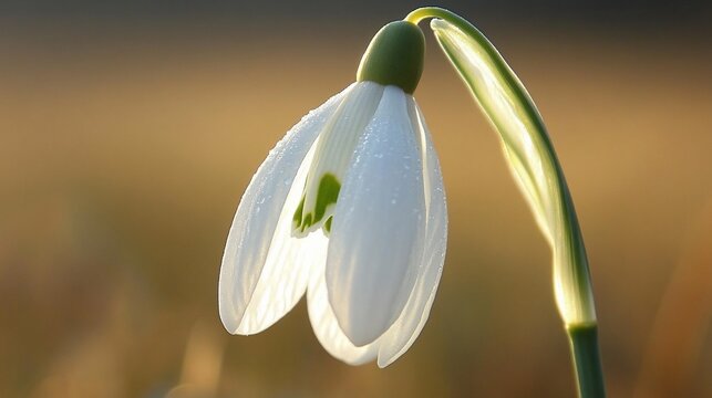 Delicate Snowdrop in Golden Light