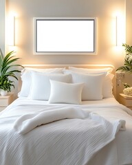 Cozy and serene bedroom with white decor.
