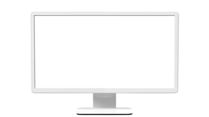 a simple white computer monitor on a transparent background