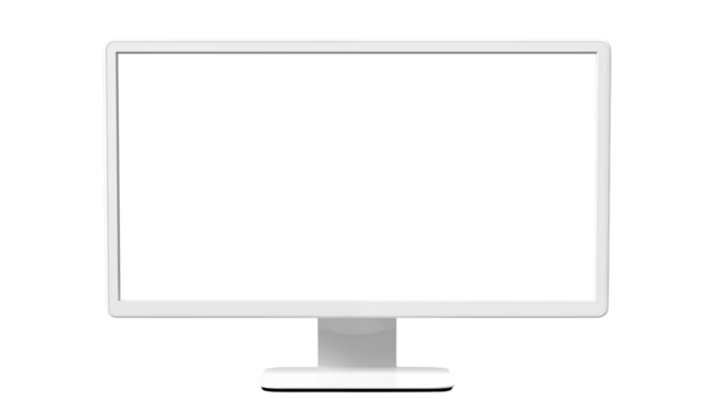 a simple white computer monitor on a transparent background