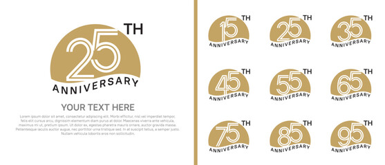 logo anniversary set. brown color with half circle on white background for special event