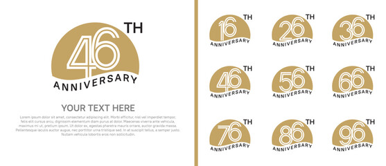 logo anniversary set. brown color with half circle on white background for special event