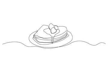 Hand-drawn crepe line art drawing. National Crepe Day.