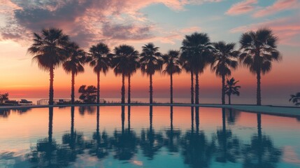 Palm Trees Silhouetted Against a Sunset Sky
