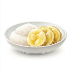 Delicious Bowl of Sticky Rice Served with Creamy Durian Fruit for Unique Asian Dessert Experience