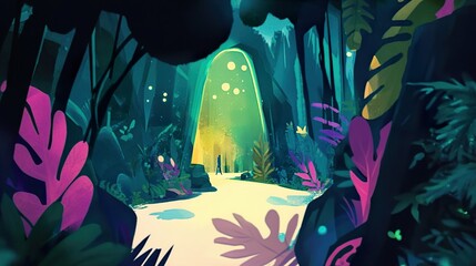 Fototapeta premium Enchanted Forest Path: A Journey into the Magical Unknown