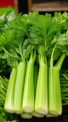 Obraz premium Fresh Green Celery Stalks: Healthy and Delicious