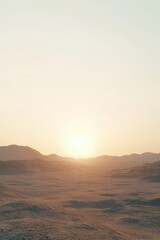 Fototapeta premium Serene Desert Landscape at Sunset with Rolling Dunes and Distant Mountains