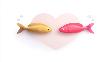 Two fish swimming in heart shape, symbolizing love and connection