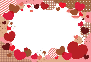 かわいいハートとパターンのフレームカード/バレンタインカラー