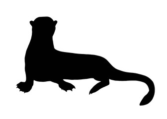 Silhouette image of giant otter isolated on white background 