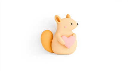 Naklejka premium Cute squirrel holding heart, perfect for decoration or gifts