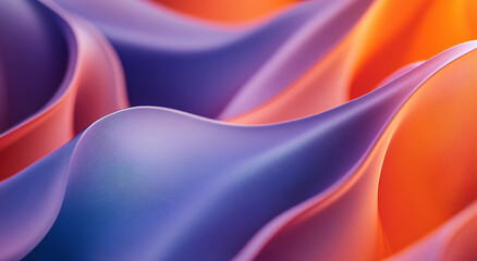 Obraz premium Vibrant Fabric Waves in Gradient Orange and Purple Tones