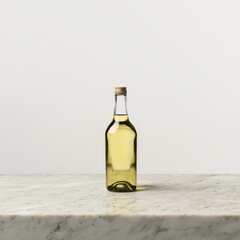 Elegant Glass Bottle of White Wine on Marble Table Mockup