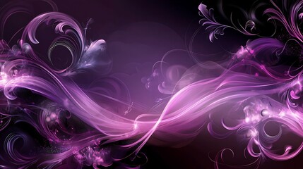Abstract Purple Swirls and Floral Designs