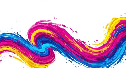 Vibrant Color Wave Abstract Painting 