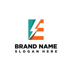 letter E electric logo design element vector template