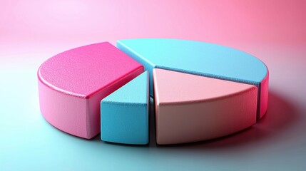 Colorful Pie Chart Segments on Pink and Blue Background