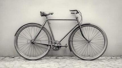 Fototapeta premium Vintage bicycle rests against wall.