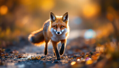 Naklejka premium Majestic Red Fox in Autumnal Sunlight