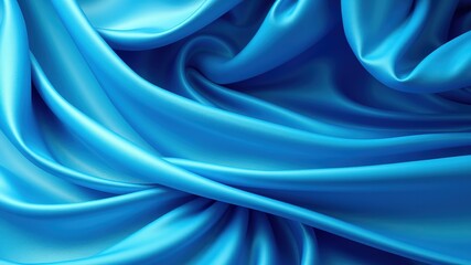 Obraz premium Abstract Flowing Blue Fabric Waves - 3D Render