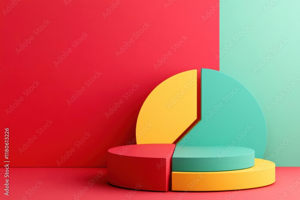 Poster a vibrant arrangement of colorful pie charts against a contrasting backdrop, emphasizing data visual