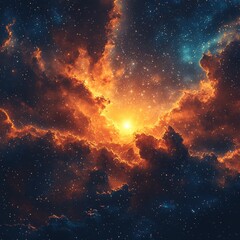 Fototapeta premium Cosmic Explosion of Stars and Clouds in Vibrant Night Sky