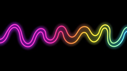 Rainbow Neon Waves Abstract Design Art