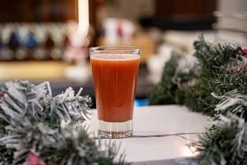 Cocktail drink with Christmas season theme.