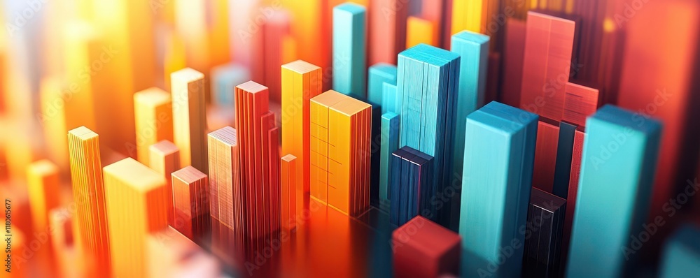 Poster a vibrant abstract design featuring colorful vertical bars that create a sense of depth and dimensio
