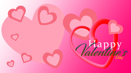 Valentine's Day Sale commercial banner with cute 3d pink glossy hearts for holiday shopping promotion. Valentines Day discount banner
