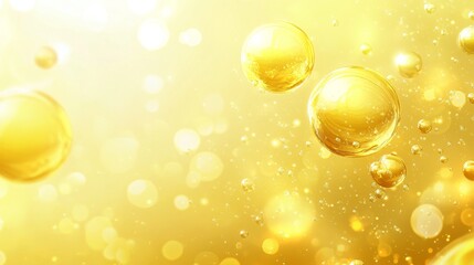 47.An eye-catching banner template with yellow floating spheres, creating a playful and festive atmosphere. The spheres appear to be drifting in front of a pastel yellow background with gradient