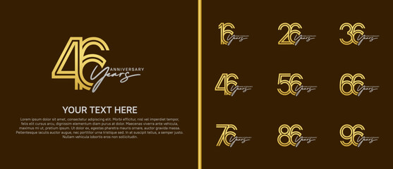 logo anniversary set. gold color with silver handwriting on brown background for special event