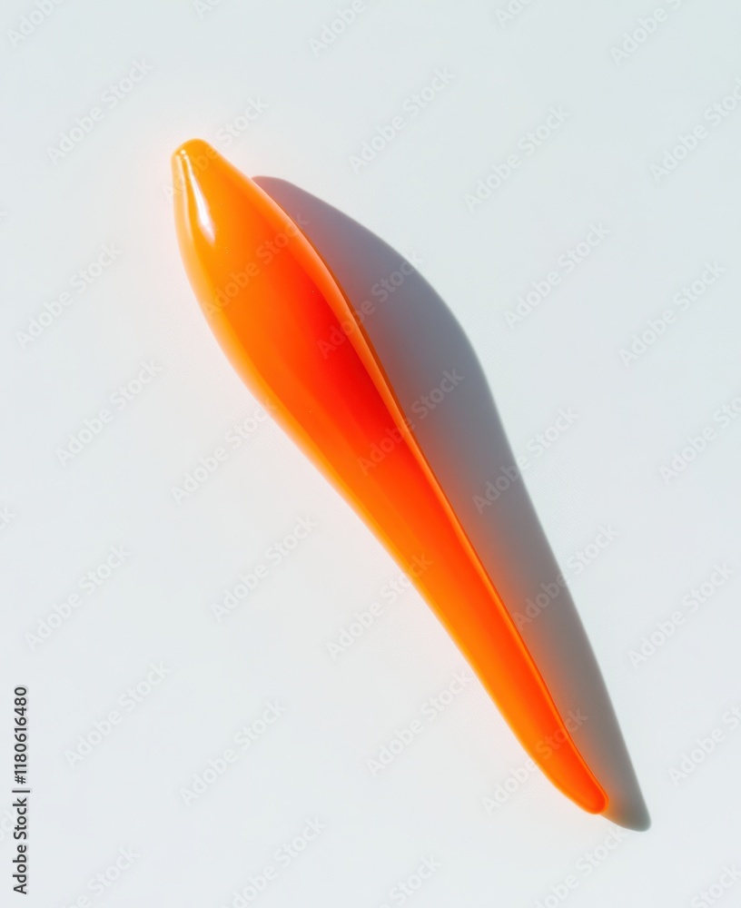 Poster bright orange decorative object casting a shadow on a soft background highlighting its unique shape 