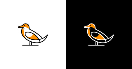 Beautiful Black Outline Seaguts Bird Animal Logotype Nature Wildlife Bird Outline Logo Design