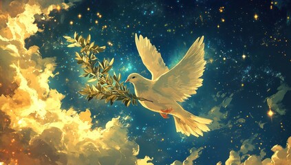 Obraz premium Dove of Peace in a Starry Sky