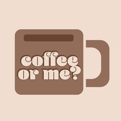 Mocha Mousse Minimal Coffee Glass  with bold Typography grafted Illustration