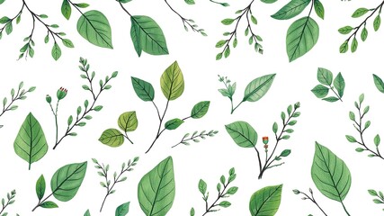 Botanical Pencil Sketch Plant Pattern Wallpaper, 4K Backgrounds