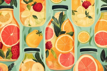 Refreshing Fruit Infused Water In Glass Jars