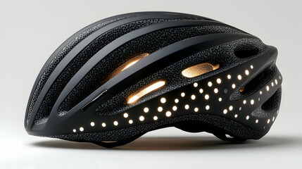 Obraz premium Illuminated cycling helmet studio shot, safety gear, modern design, night riding, website product image.